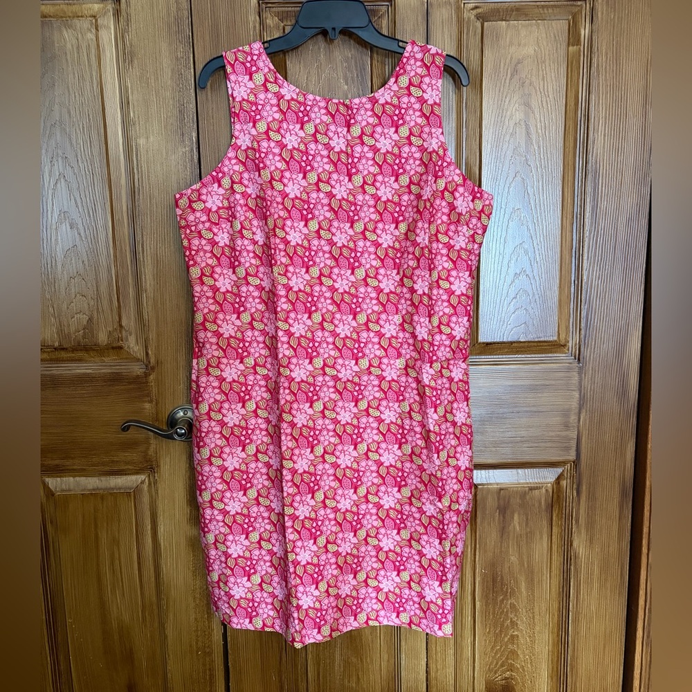 NEW Expressions Pink Floral Sleeveless Shift Dress 100% Cotton